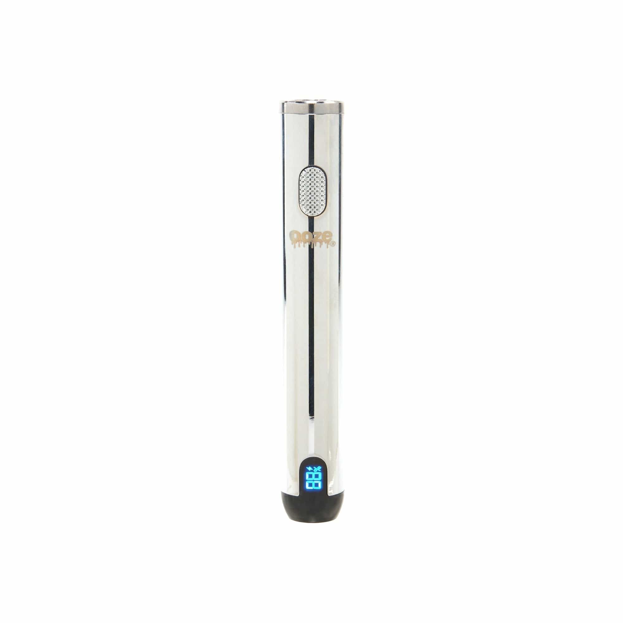 Front view of the Ooze Smart Battery - 650 mAh Vape Pen, a sleek, silver cylindrical device against a plain white background.