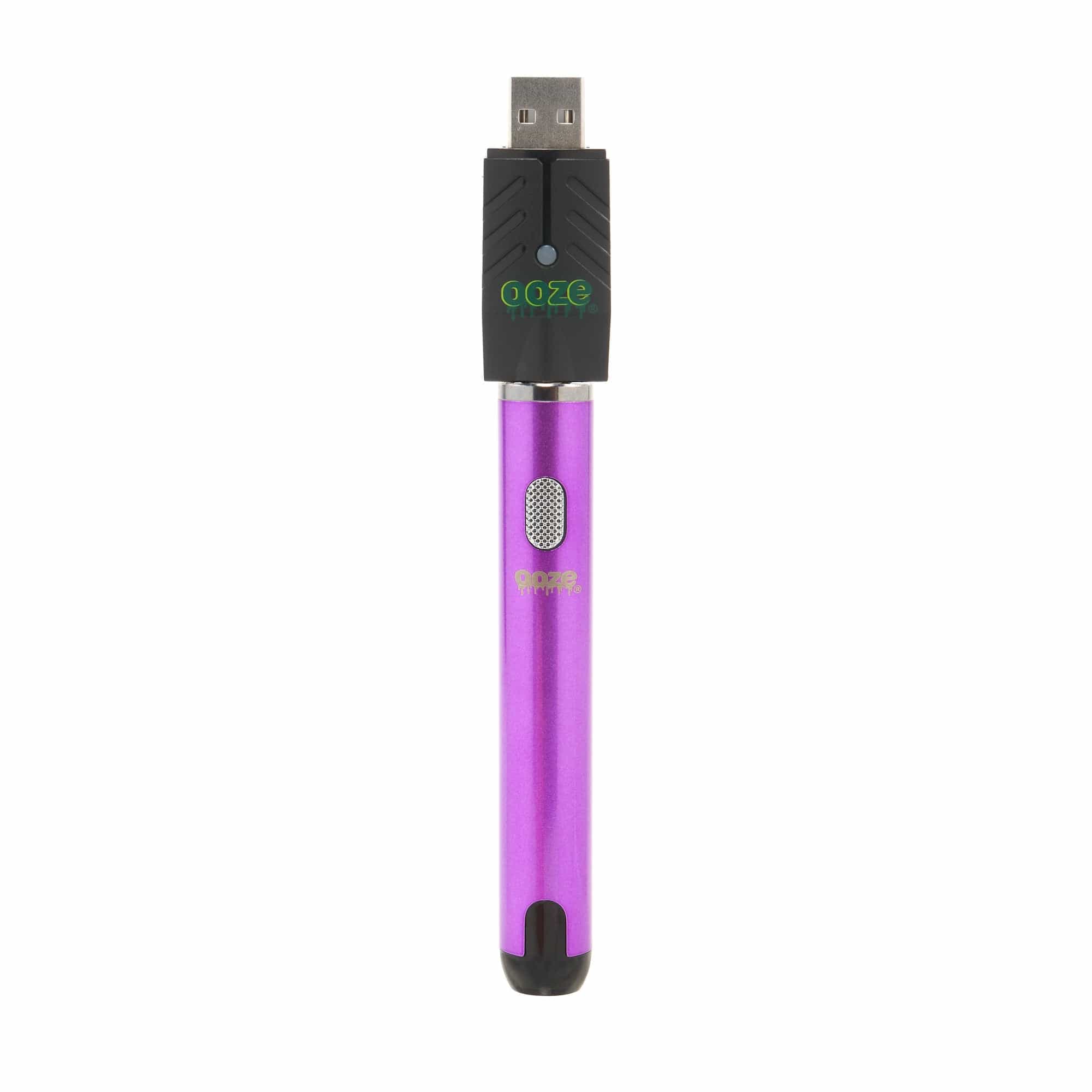 A close-up studio shot of the Ooze Smart Battery - 650 mAh Vape Pen, displaying its sleek, cylindrical black design against a neutral background.
