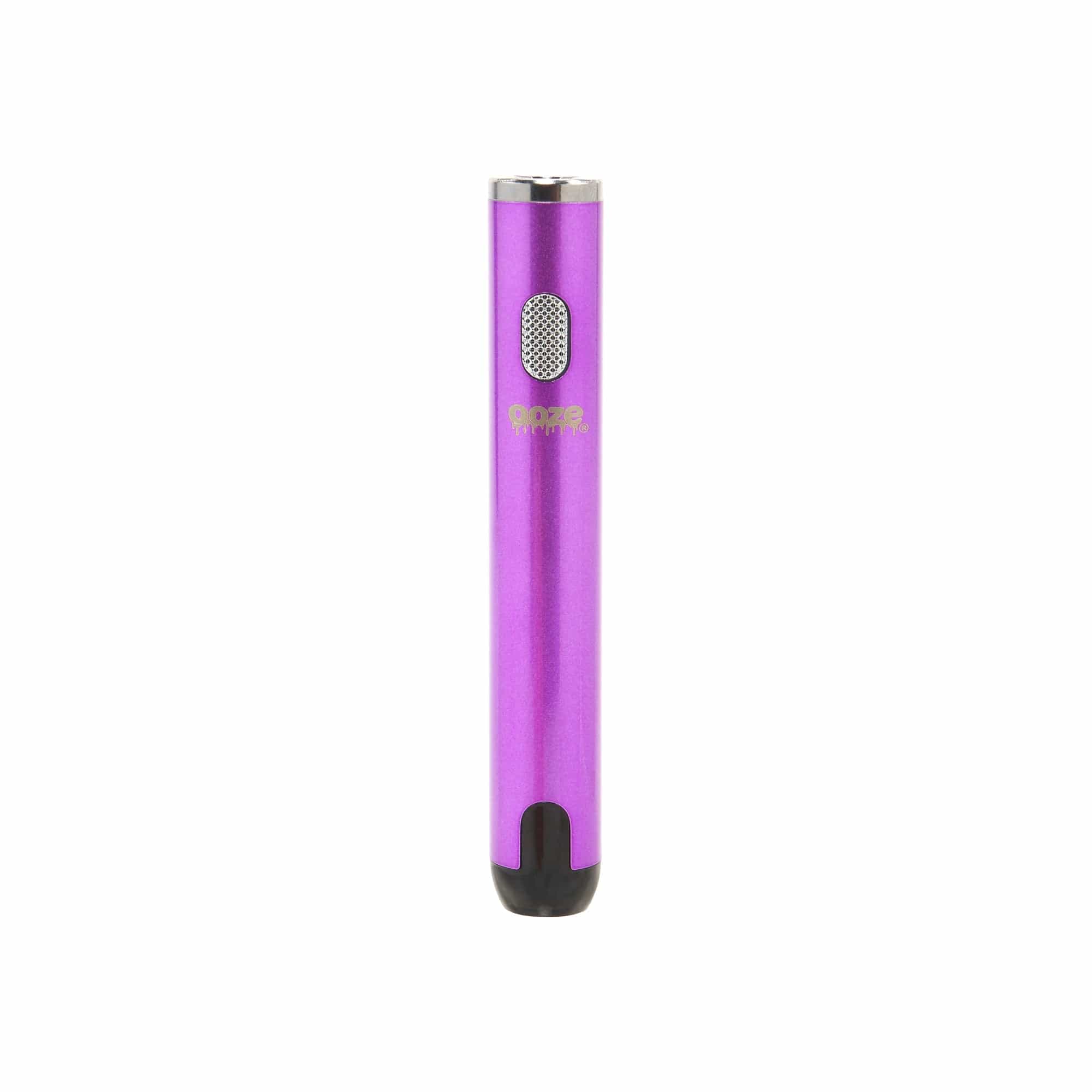 A side view of the Ooze Smart Battery - 650 mAh Vape Pen, showing its slender, metallic purple finish.