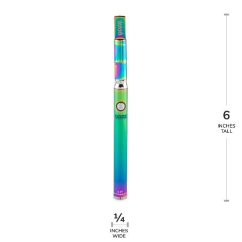A straight-on view of the Slim Twist Pro CBD Vape Battery, showcasing its sleek, cylindrical silver body.
