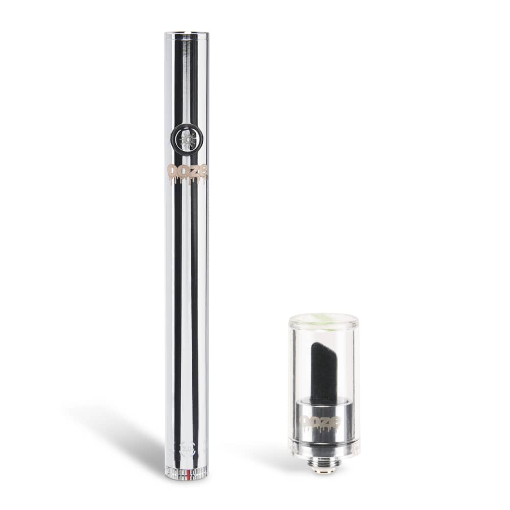 A front view of the Twist Hot Knife  Twist Slim Pen 2.0 + Hot Knife Kit, showing a sleek, silver pen with detailed vertical stripes.