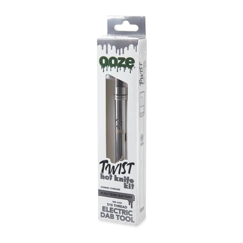 A close-up, angled view of the Twist Hot Knife  Twist Slim Pen 2.0 + Hot Knife Kit packaged in a clear plastic sleeve.
