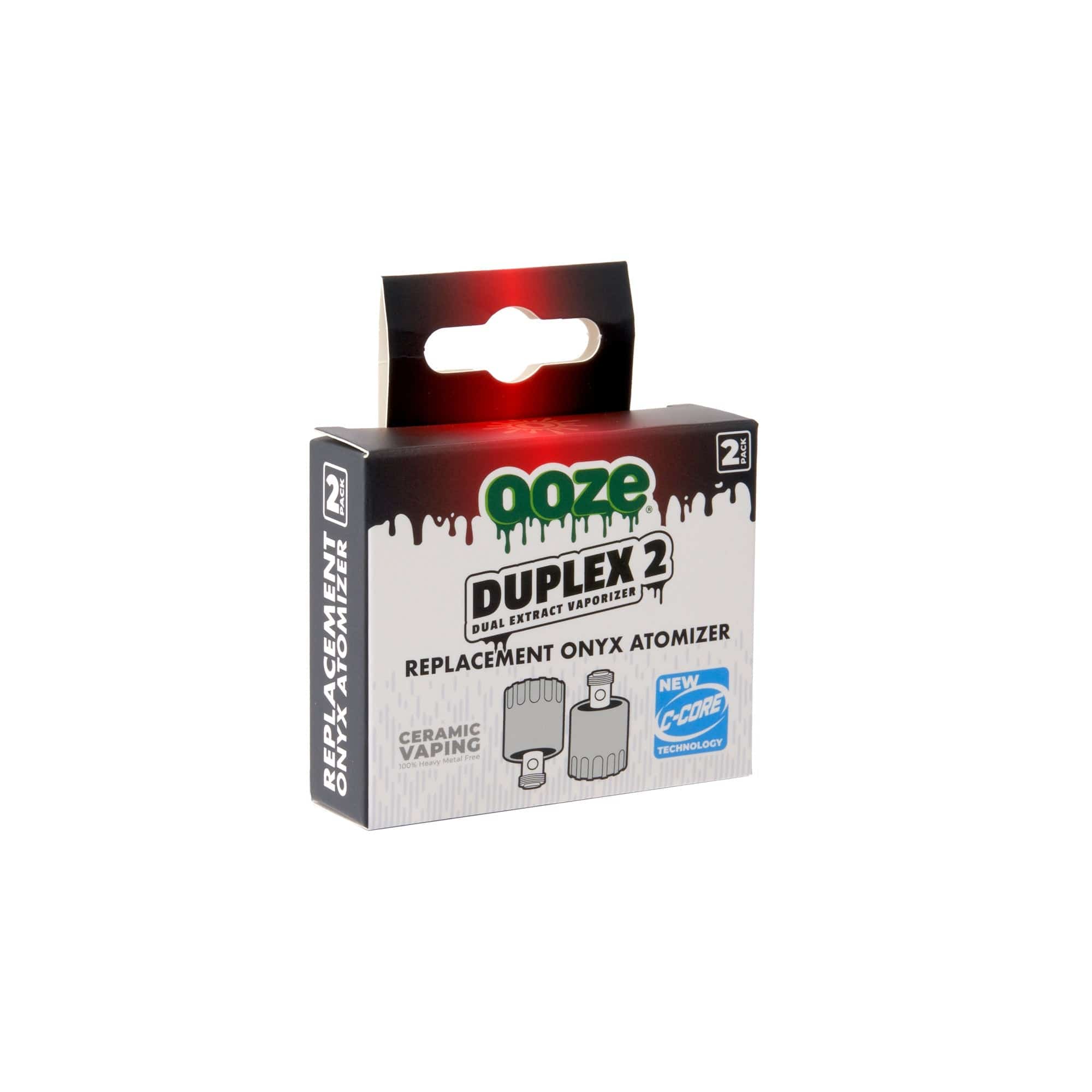 Close-up of the Duplex 2 Replacement Onyx Atomizer Packs, showing the black packaging against a plain white background.