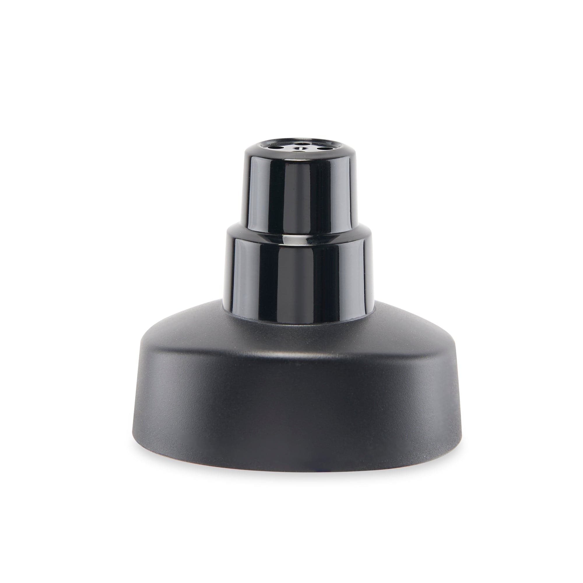 A close-up, angled view of the Ooze Verge Water Pipe Adapter, showcasing its dark, sleek design and smooth connection point.