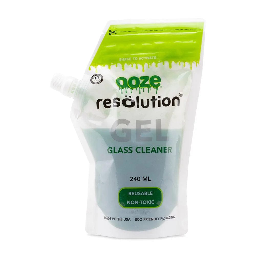 Front view of the Ooze Resolution 240ml Gel Glass Cleaner bottle with branding and text visible on a white background.