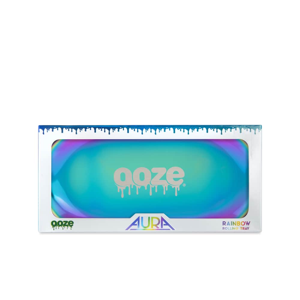 Ooze Rolling Tray Ooze Aura Rainbow Metal Rolling Tray