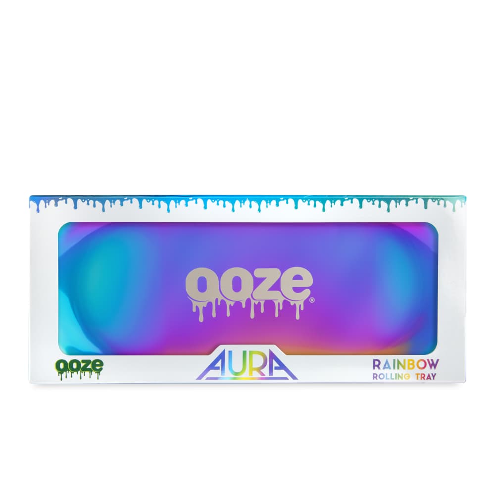 Ooze Rolling Tray Ooze Aura Rainbow Metal Rolling Tray