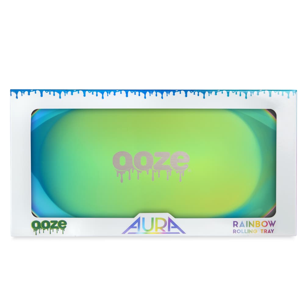 Ooze Rolling Tray Ooze Aura Rainbow Metal Rolling Tray
