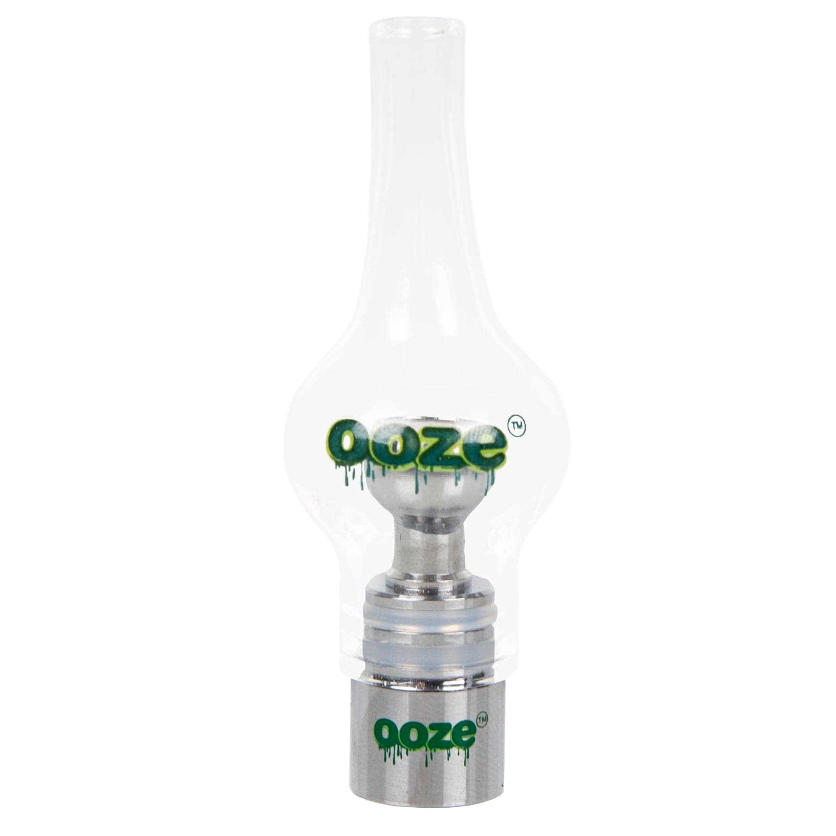 A close-up shot of the Ooze Hand-Blown Glass Globe, showcasing its rounded form and clear glass construction.