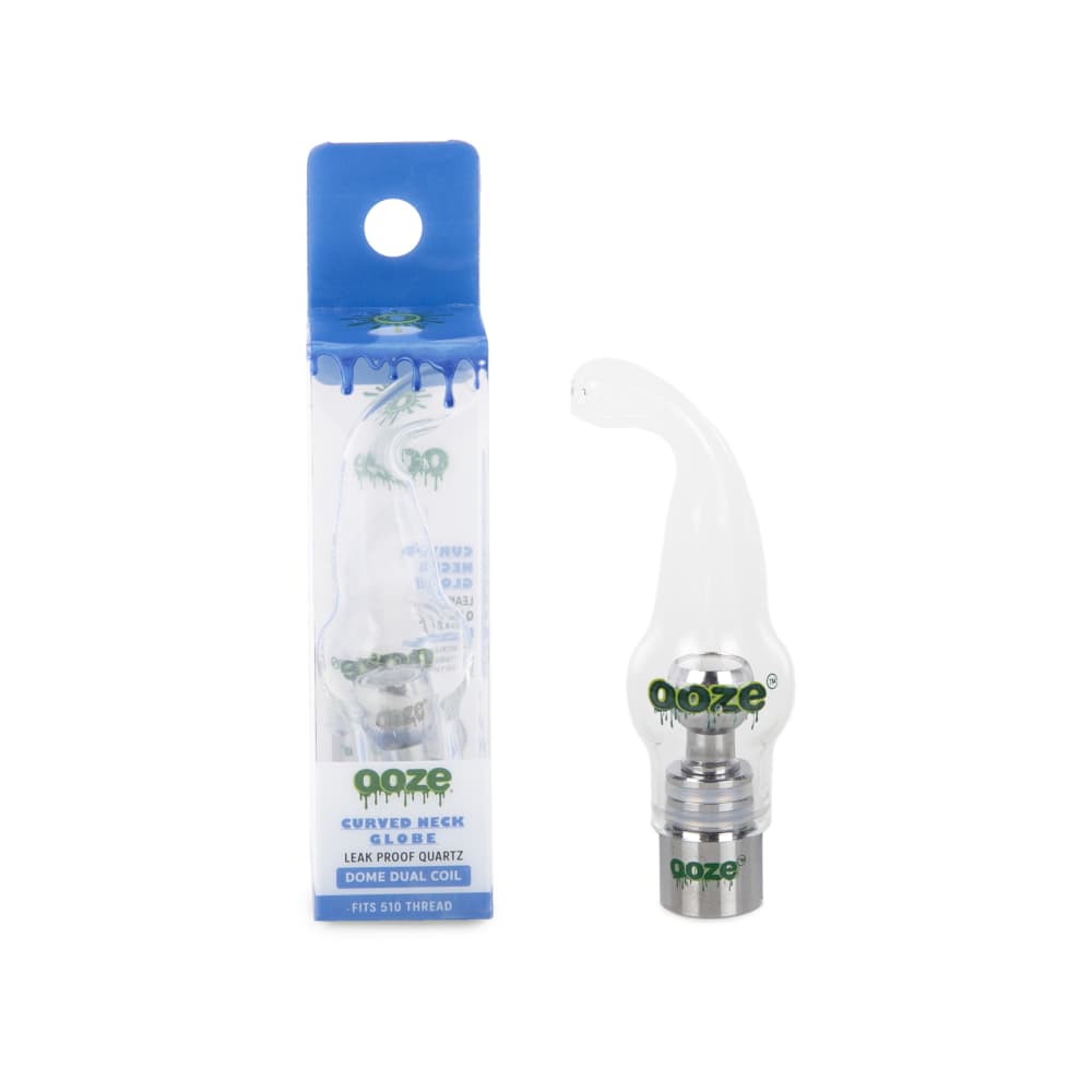 A close-up shot of the Ooze Hand-Blown Glass Globe, showcasing its rounded form and transparent glass construction.