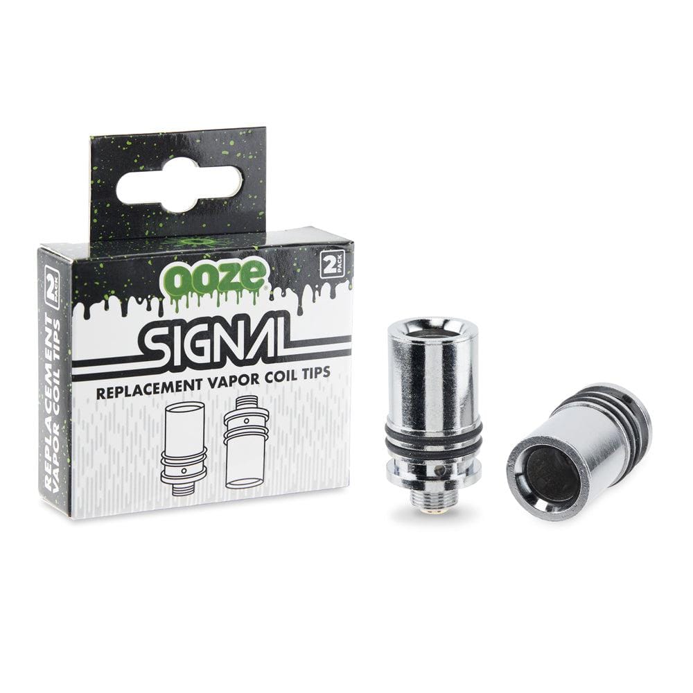 Close-up of the Signal Extract Vaporizer Replacement Coil 2-Pack, showcasing its metallic details and circular design against a plain white background.