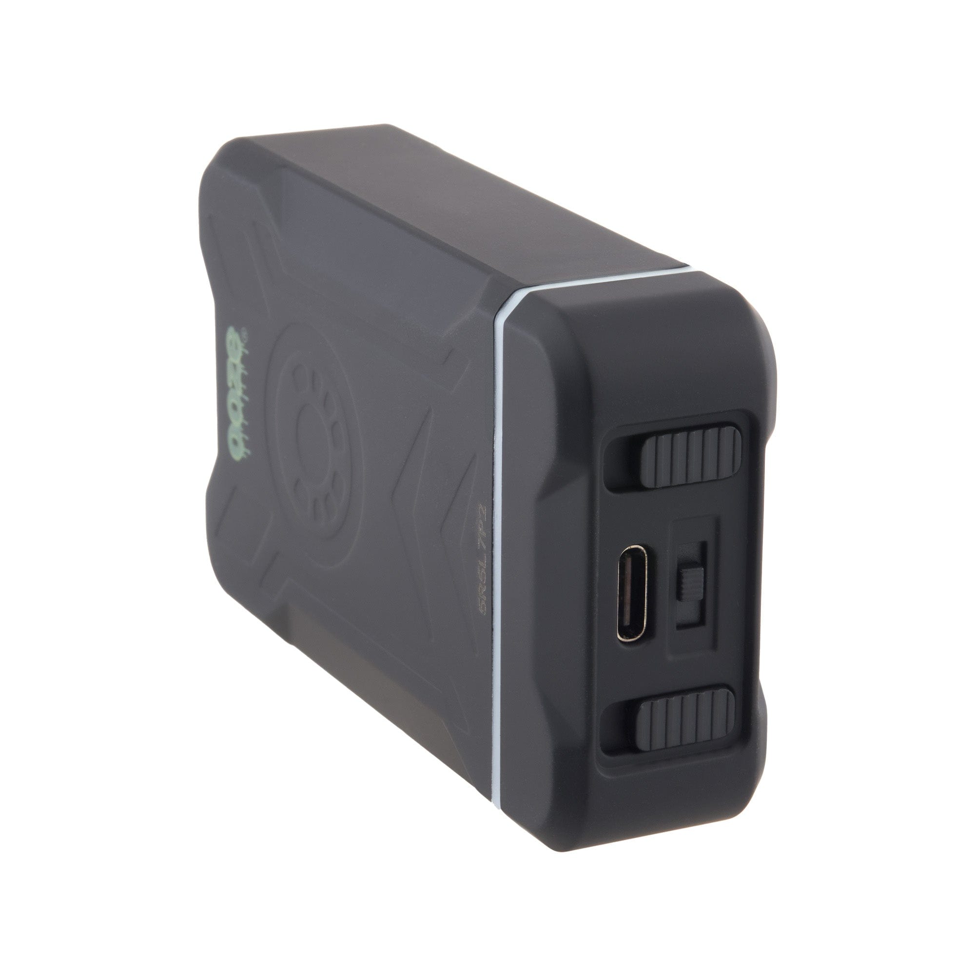 Front view of the Duet 650 mAh 510 Dual Conceal Cart Battery, a sleek, black device with a vertical ribbed texture.