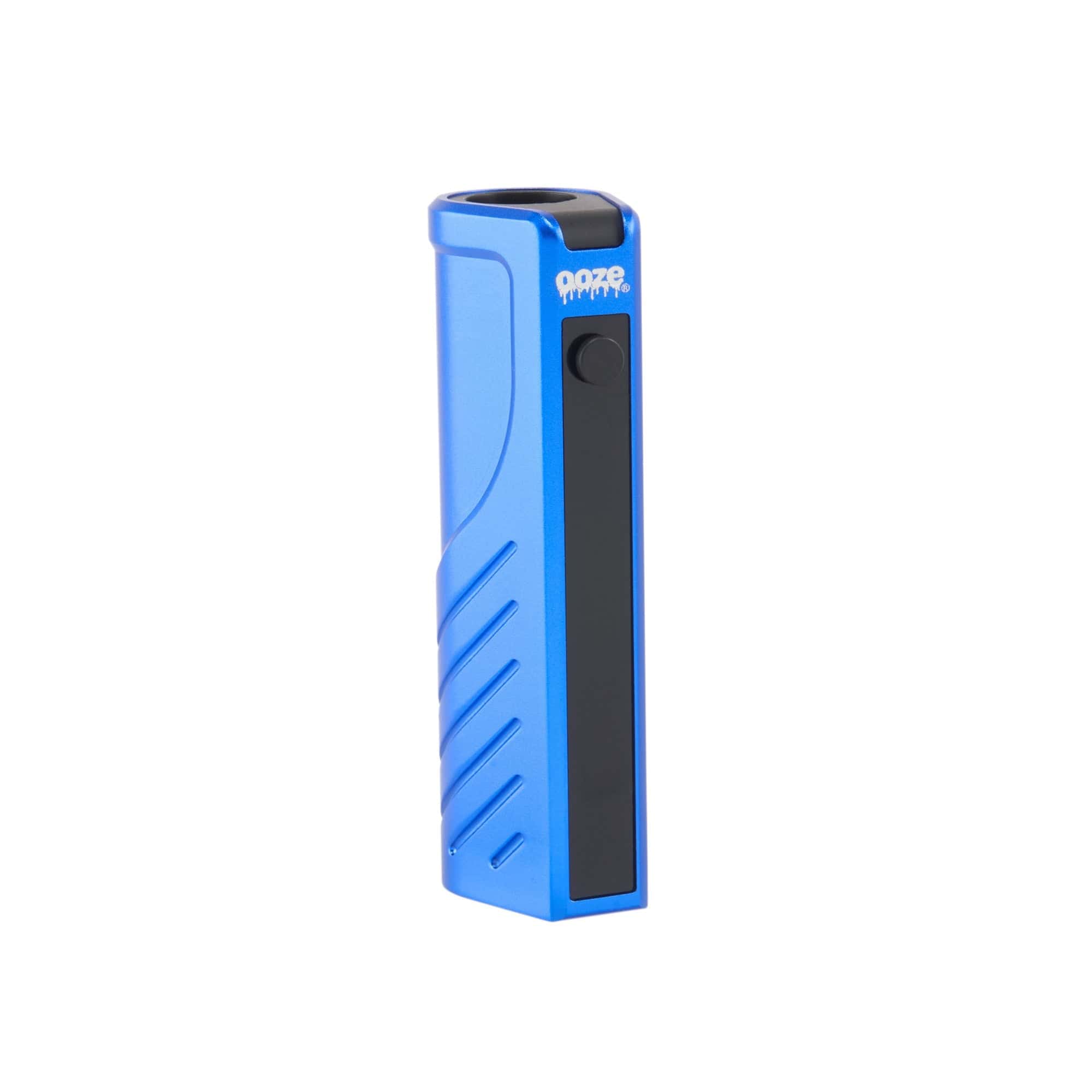 A straight-on view of the Novex 2 - 400 mAh Vape Battery, featuring a sleek, blue metallic finish.