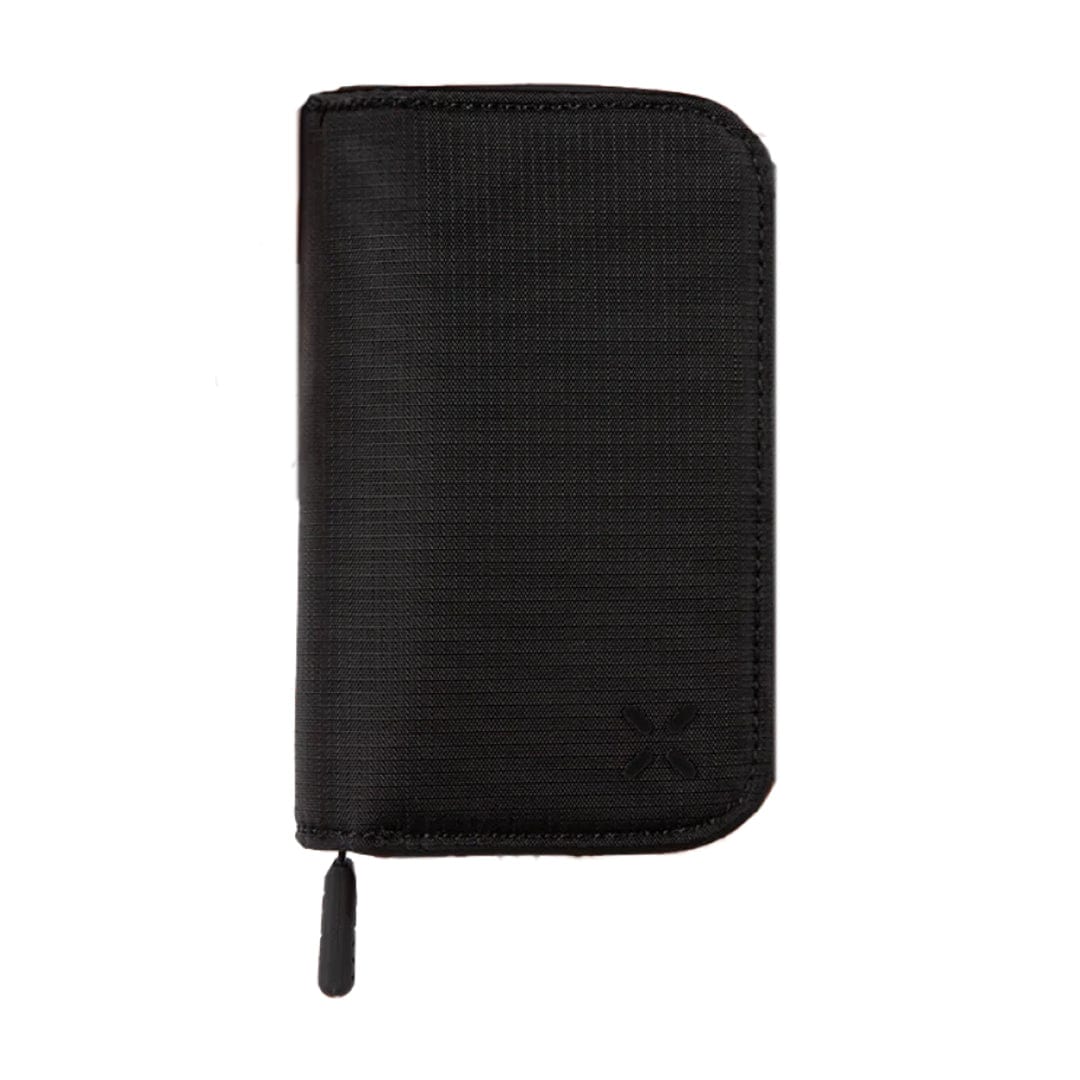 Front view of the closed PAX Smell Proof Bags, a dark-colored zippered pouch with a pull tab.