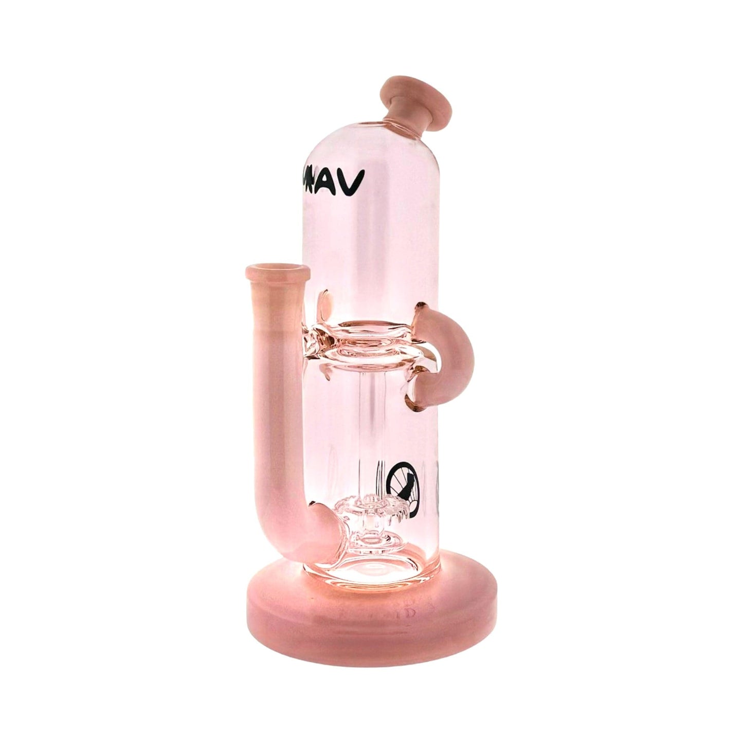 MAV Glass Dab Rig pink and pink 2-Tone Double Uptake Pillbox Rig