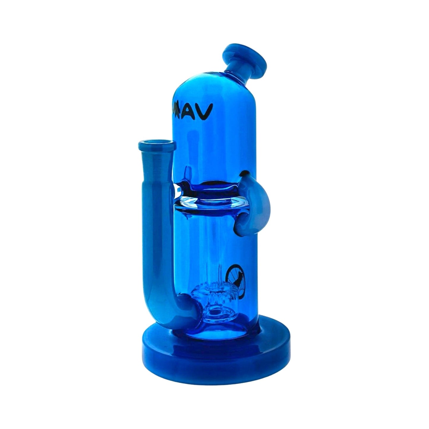 MAV Glass Dab Rig blue and lavender 2-Tone Double Uptake Pillbox Rig