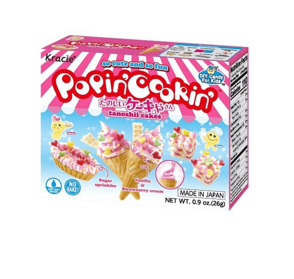 Front view of the DIY Candy Making Kit - Tanoshii Cakes packaging, showing colorful text and illustrations against a white background.