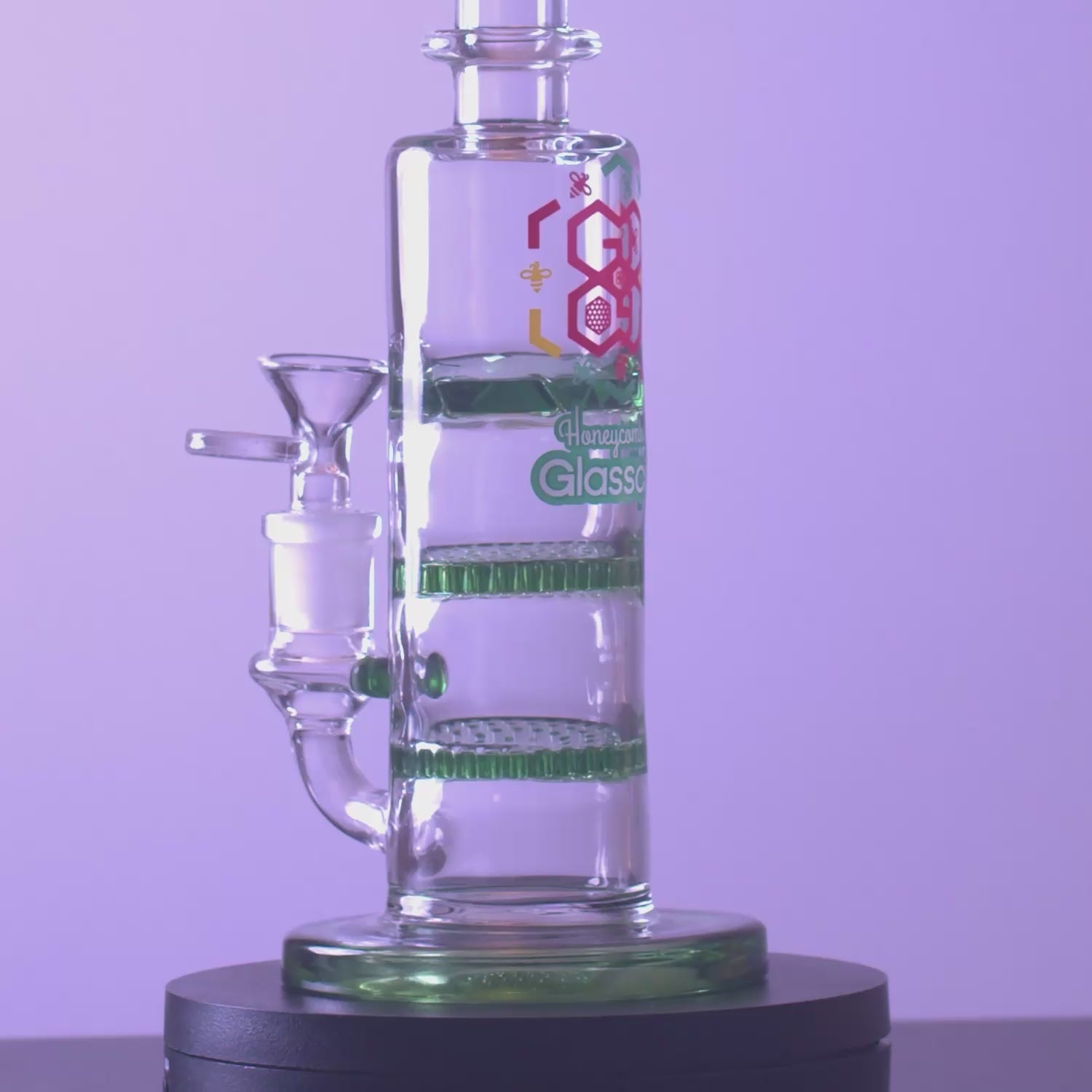 DHC Bent Neck Bong with Triple Honey Comb Perc - 9.5 in.