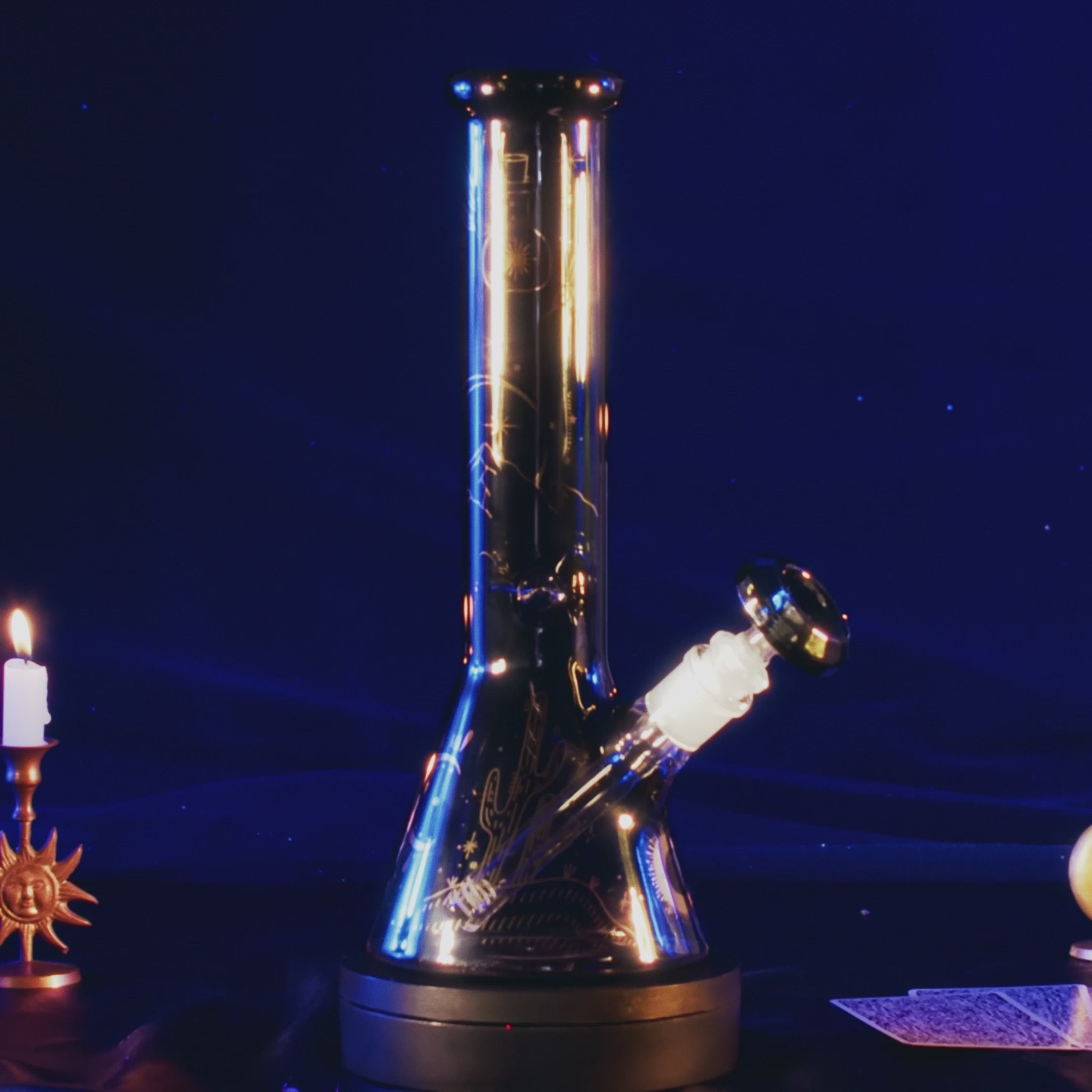 Famous X Astral Power Beaker Bong -Transparent Black-12in
