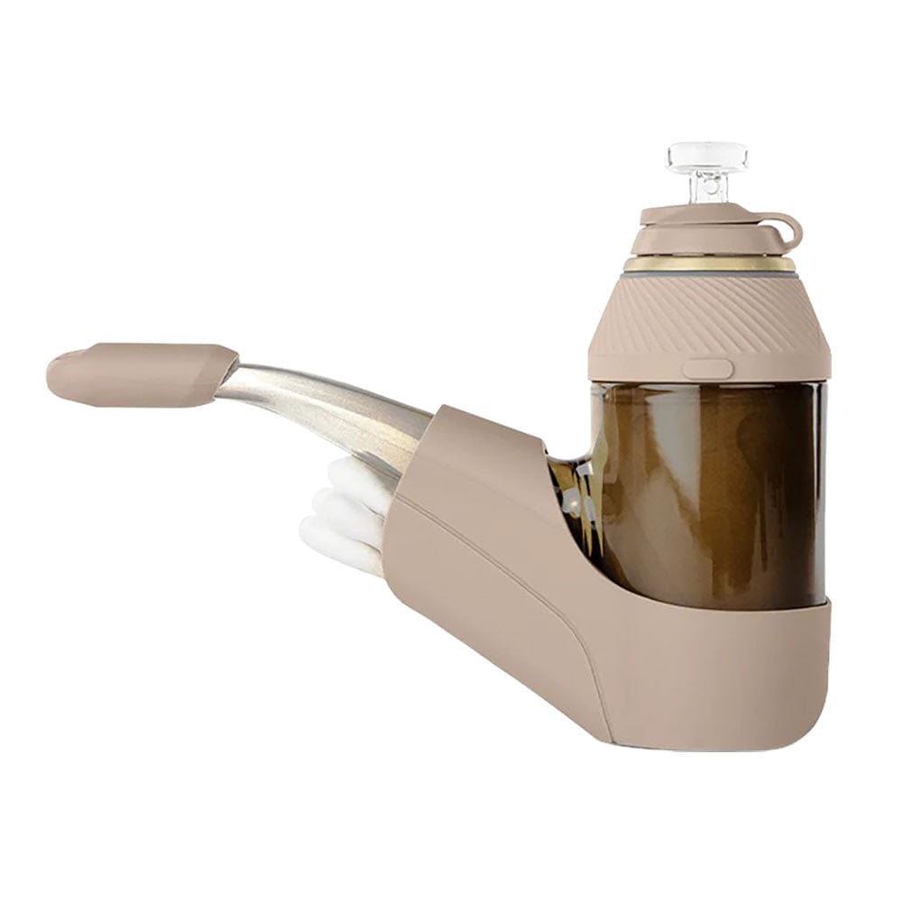 A side view of the “Proxy “Desert” Travel Pack” shows a clear glass piece with a unique, compact design.