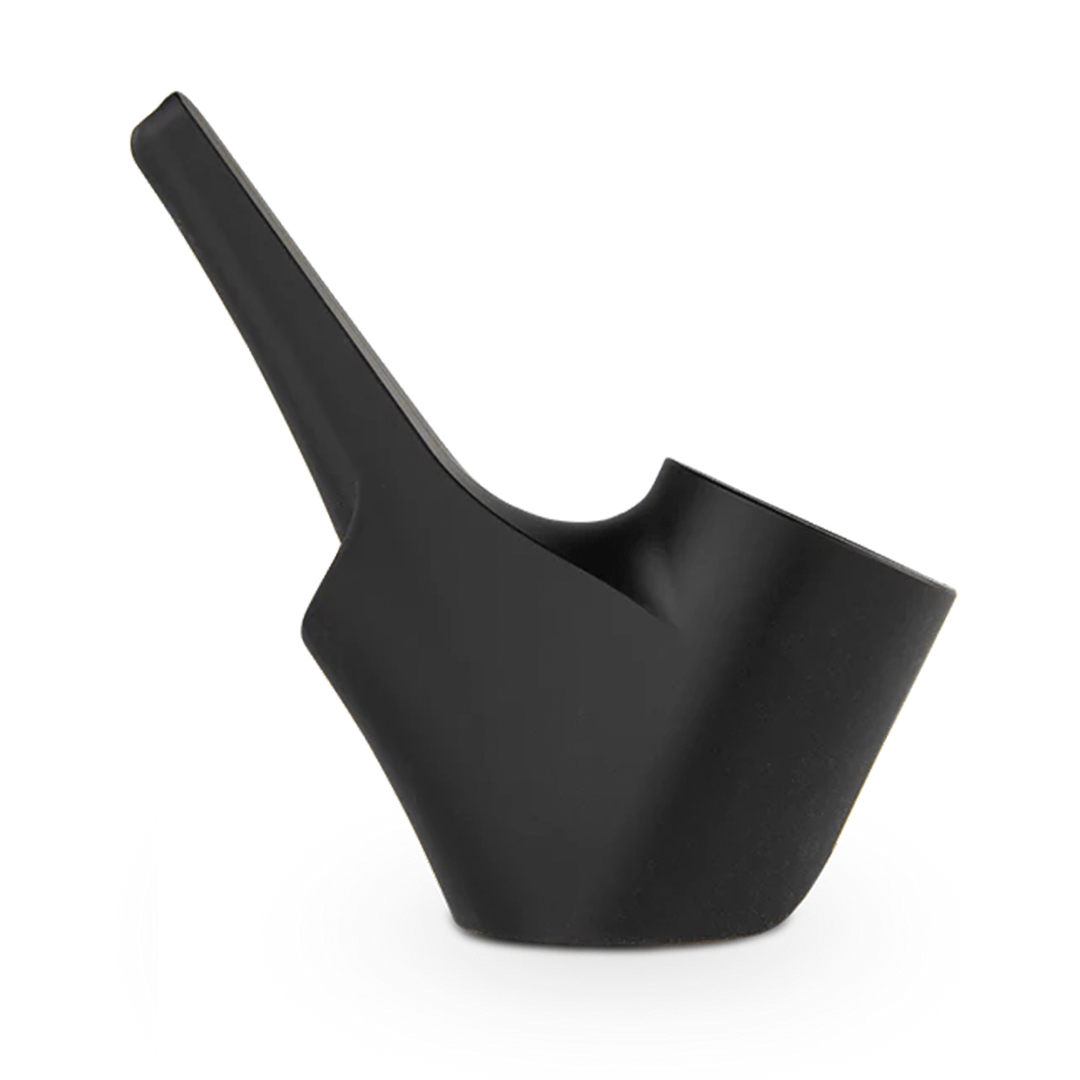 Side profile of the black Puffco Proxy Travel Pipe against a white background, showing its angled mouthpiece and rounded bowl.