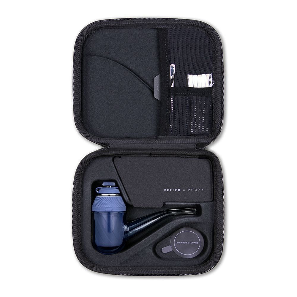 A top-down view of the open Limited Edition Proxy Storm Vaporizer case, showing the device nestled inside its molded interior.