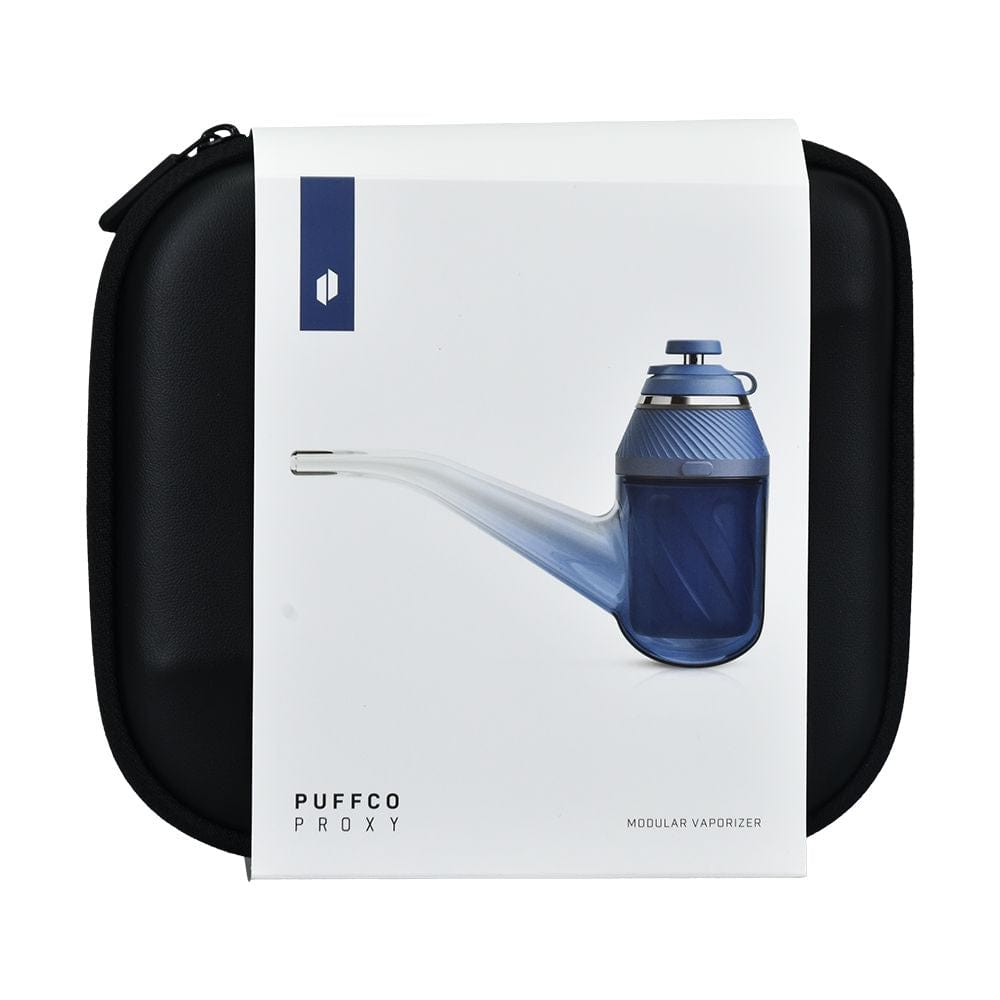 Front view of the Limited Edition Proxy Storm Vaporizer in a sleek, black carrying case.