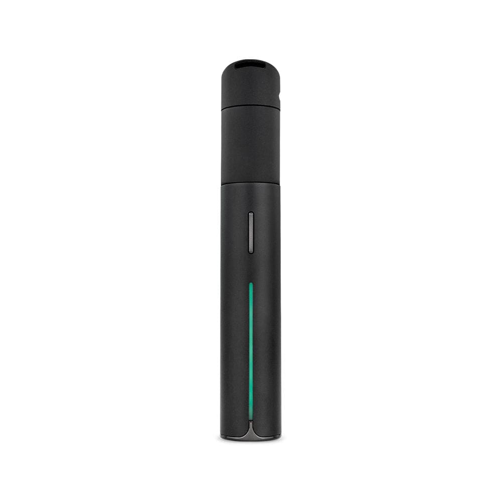 Front view of the Puffco Pivot Concentrate Vaporizer, a sleek, black device presented against a plain white background.