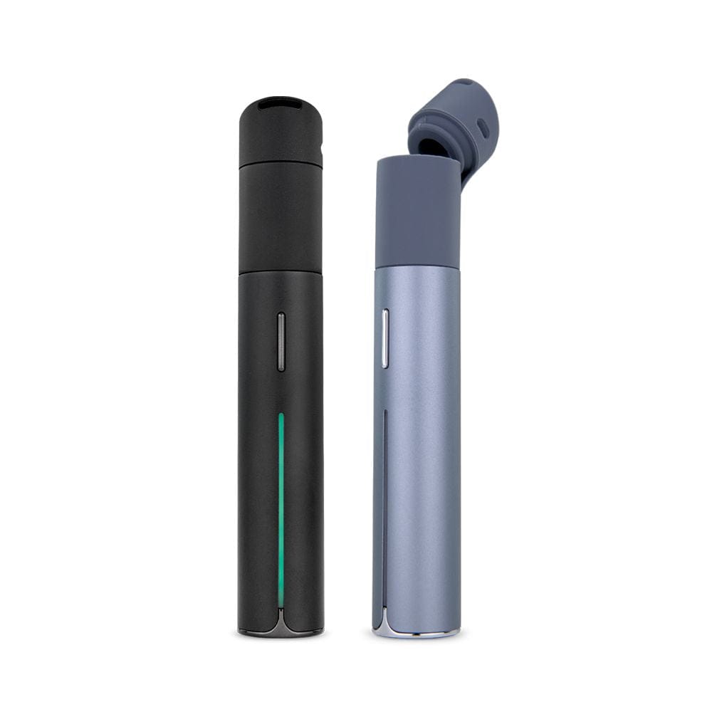 A side view of the Puffco Pivot Concentrate Vaporizer in black and silver, angled slightly against a plain white background.
