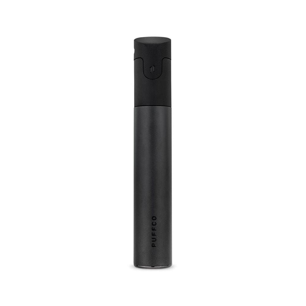 Front view of the Puffco Pivot Concentrate Vaporizer, a sleek, black cylindrical device against a plain white background.