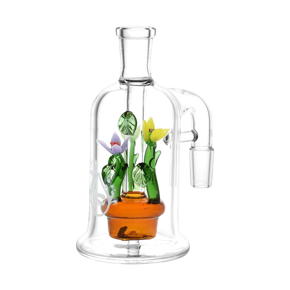 The Pulsar Wild Flowers Glass Ash Catcher is shown in a close-up, angled view with colorful glass flower details.