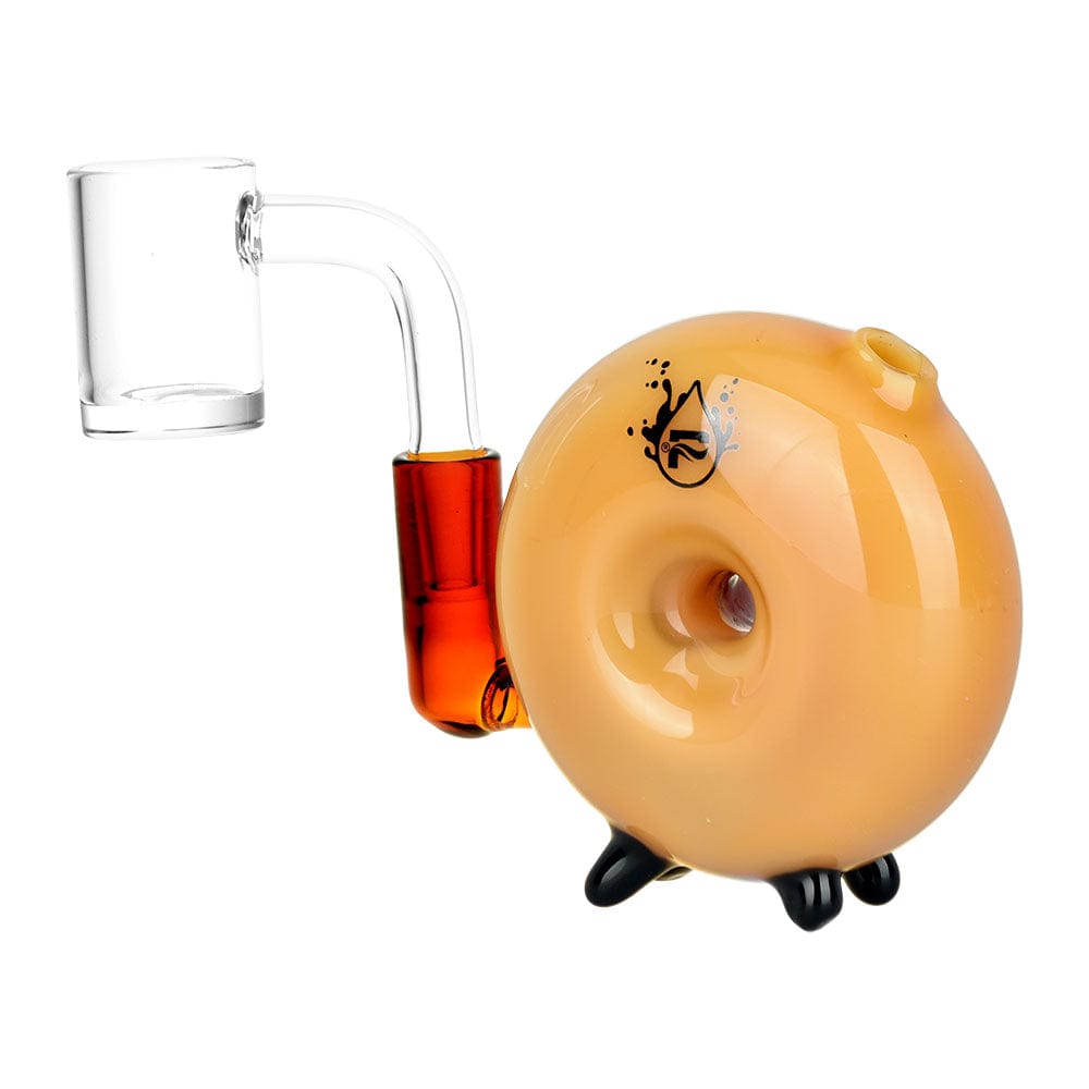 A front view of the Donut Mini Chugger Rig, showcasing the small, rounded glass piece with a curved neck.