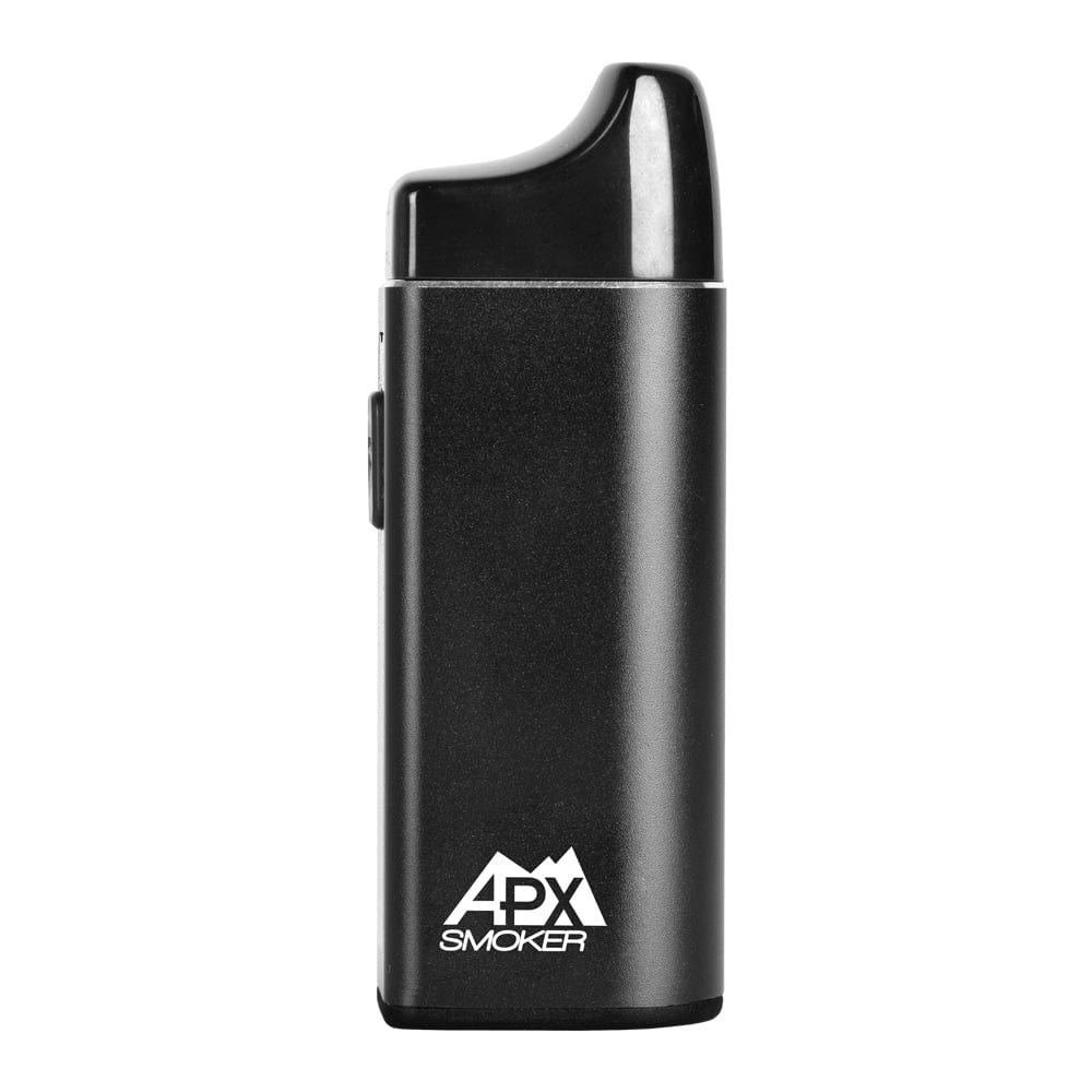 A front view of the APX Smoker V3 Electric Pipe, showcasing its sleek, dark design against a plain white background.