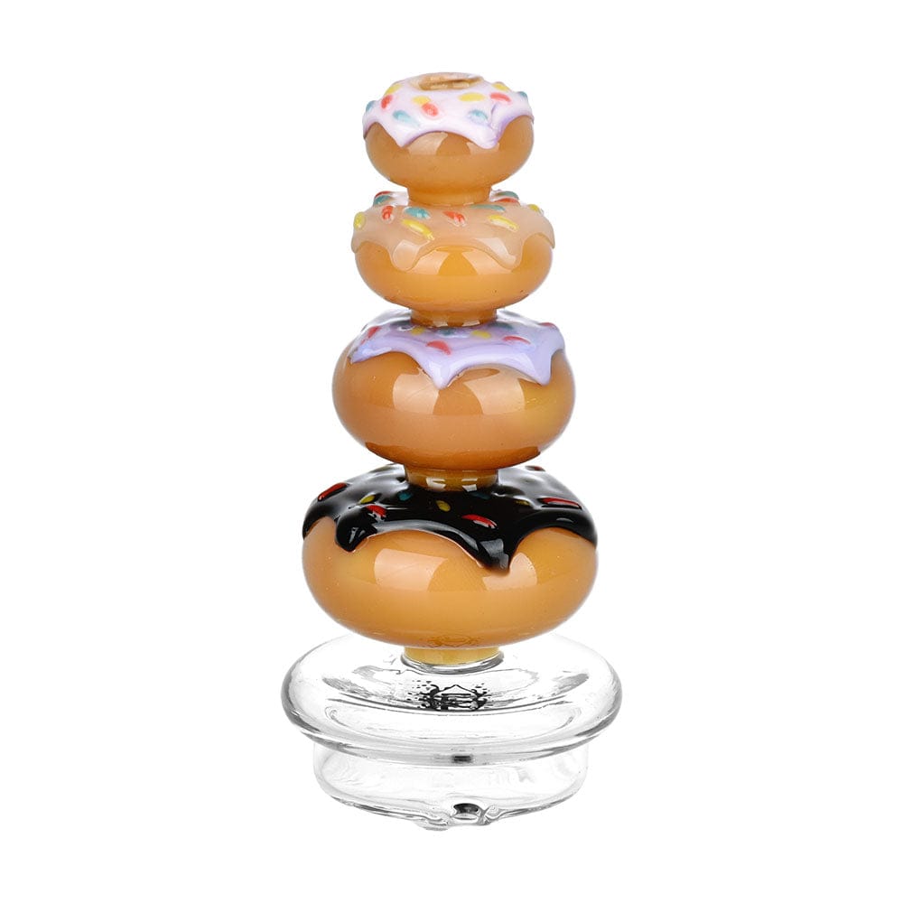 Front view of the Donut Staxx Dry Attachment For Puffco Peak/Pro, stacked with three clear, donut-shaped pieces.