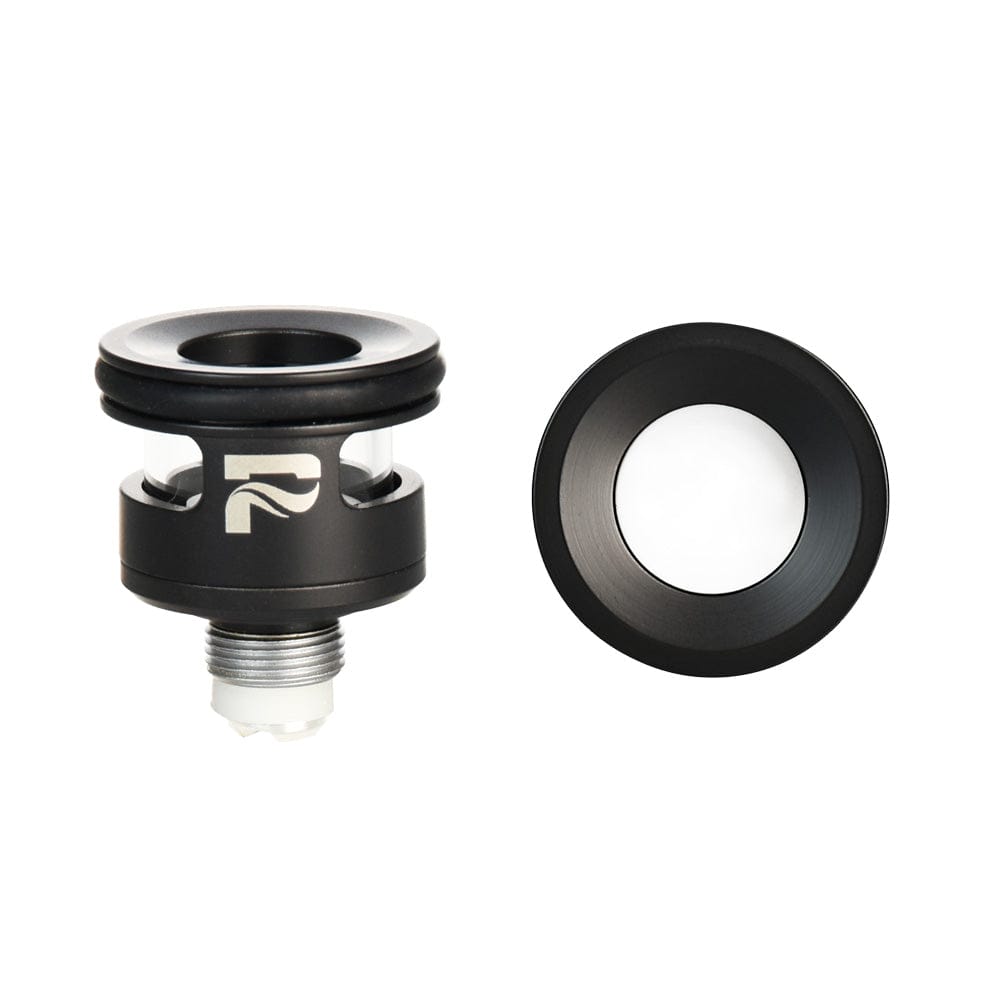 A close-up shot of the APX Volt V3 Replacement Coil-less Cup, featuring a ceramic cup angled against a dark background.