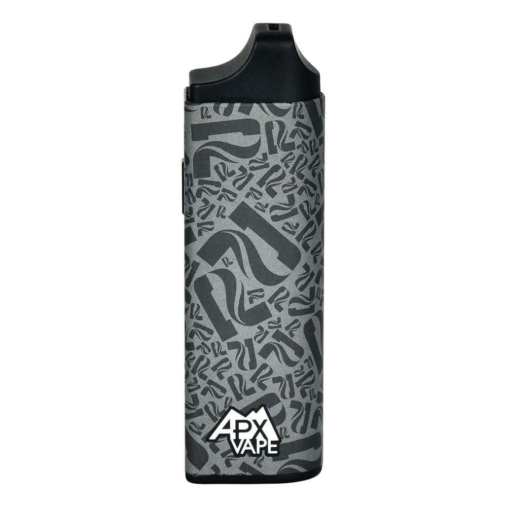 Front view of the APX Vape V3 Dry Herb Vaporizer, showcasing its sleek, black design against a plain white background.