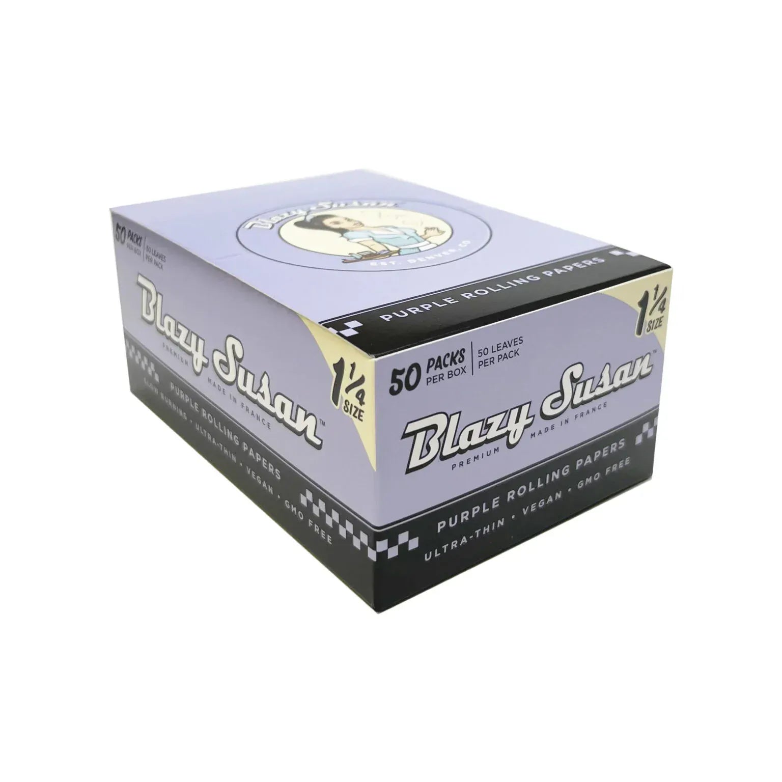 Blazy Susan 1 1/4" Purple Rolling Papers - Display Box