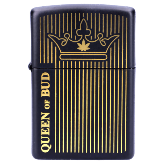 Queen of Bud Lighter Queen of Bud Black Obsidian Vertical Flame Zippo