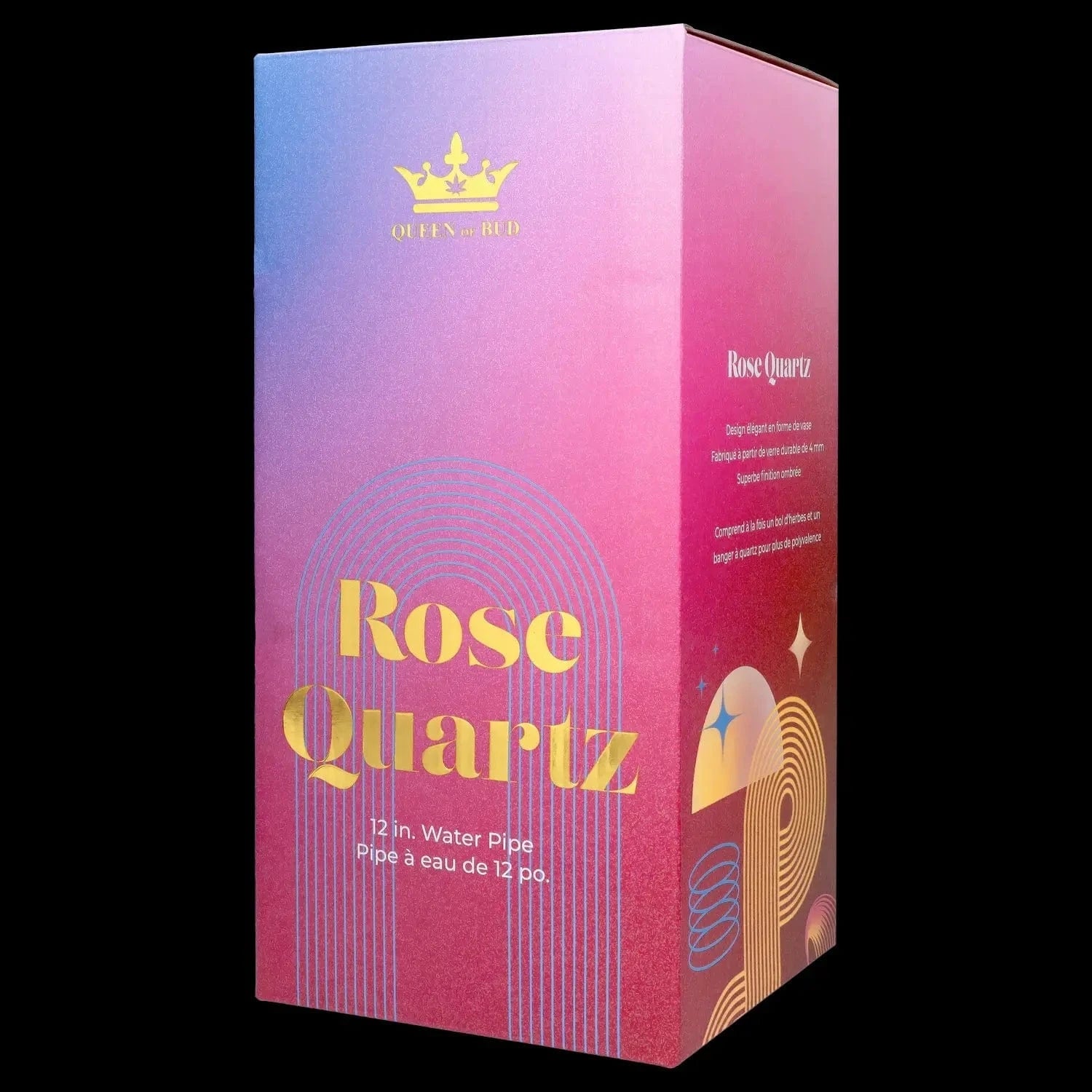 Queen of Bud Waterpipe Rose Quartz QOB Rose Quartz Dual Use Water Pipe - 12 in.