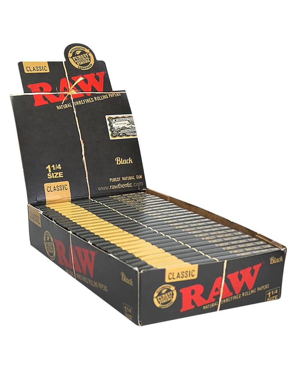 RAW Papers Box of 24 RAW Black 1 1/4 Rolling Papers