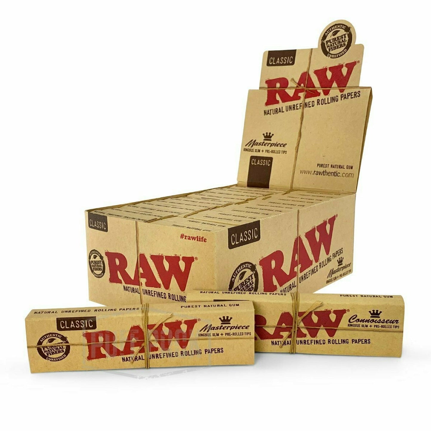 Front view of Raw "Masterpiece" Papers + Prerolled Tips package against a white background with branding details visible.