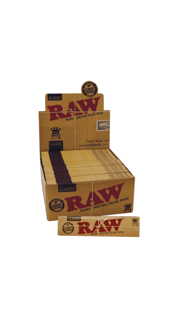 HBI Papers Box of 50 RAW Classic King Size Slim Rolling Papers