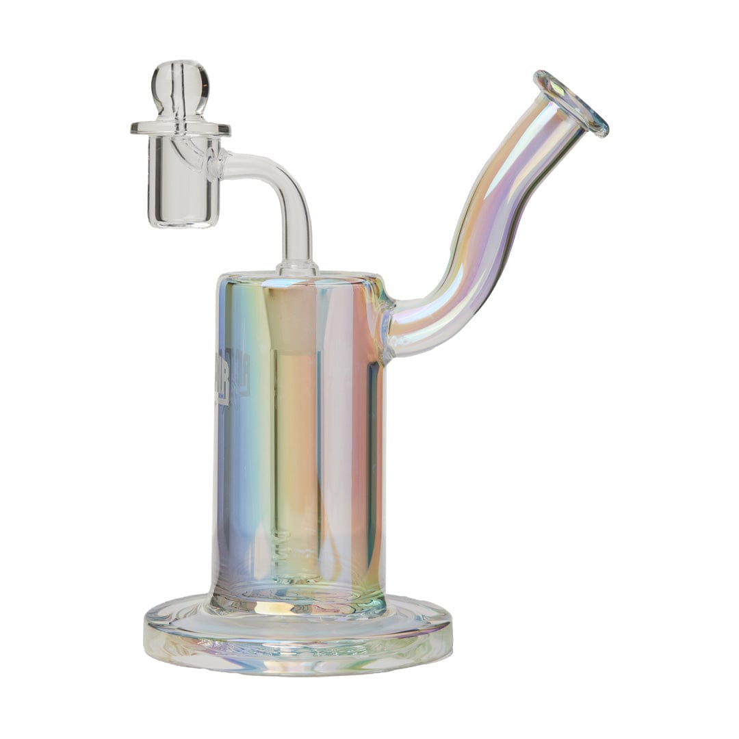 Front view of the Ric Flair Drip Dab Rig, a clear glass rig with a rounded base and curved neck.