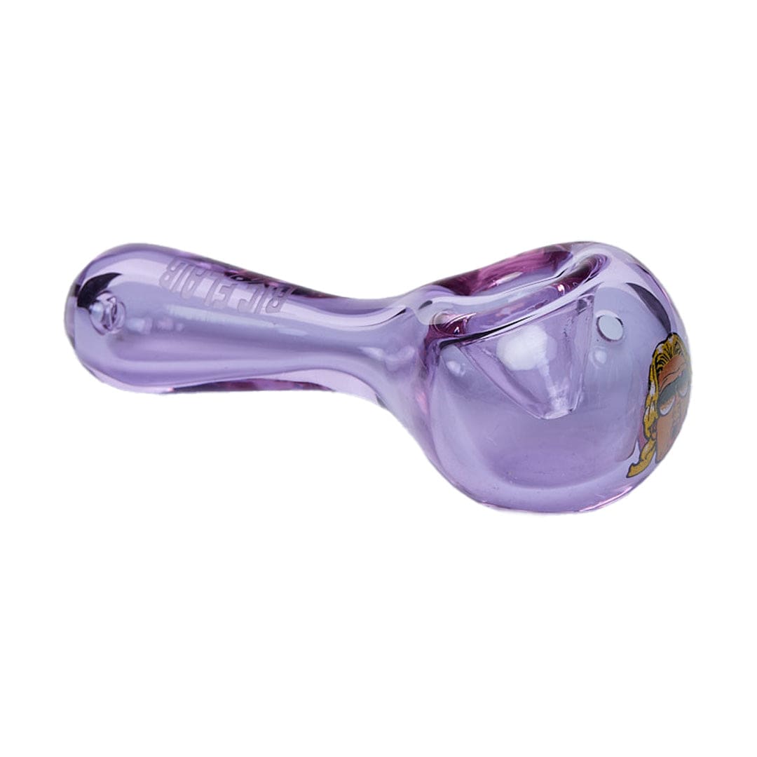 A detailed shot of the Ric Flair Drip Spoon Pipe, showcasing its curved design and smooth glass finish.