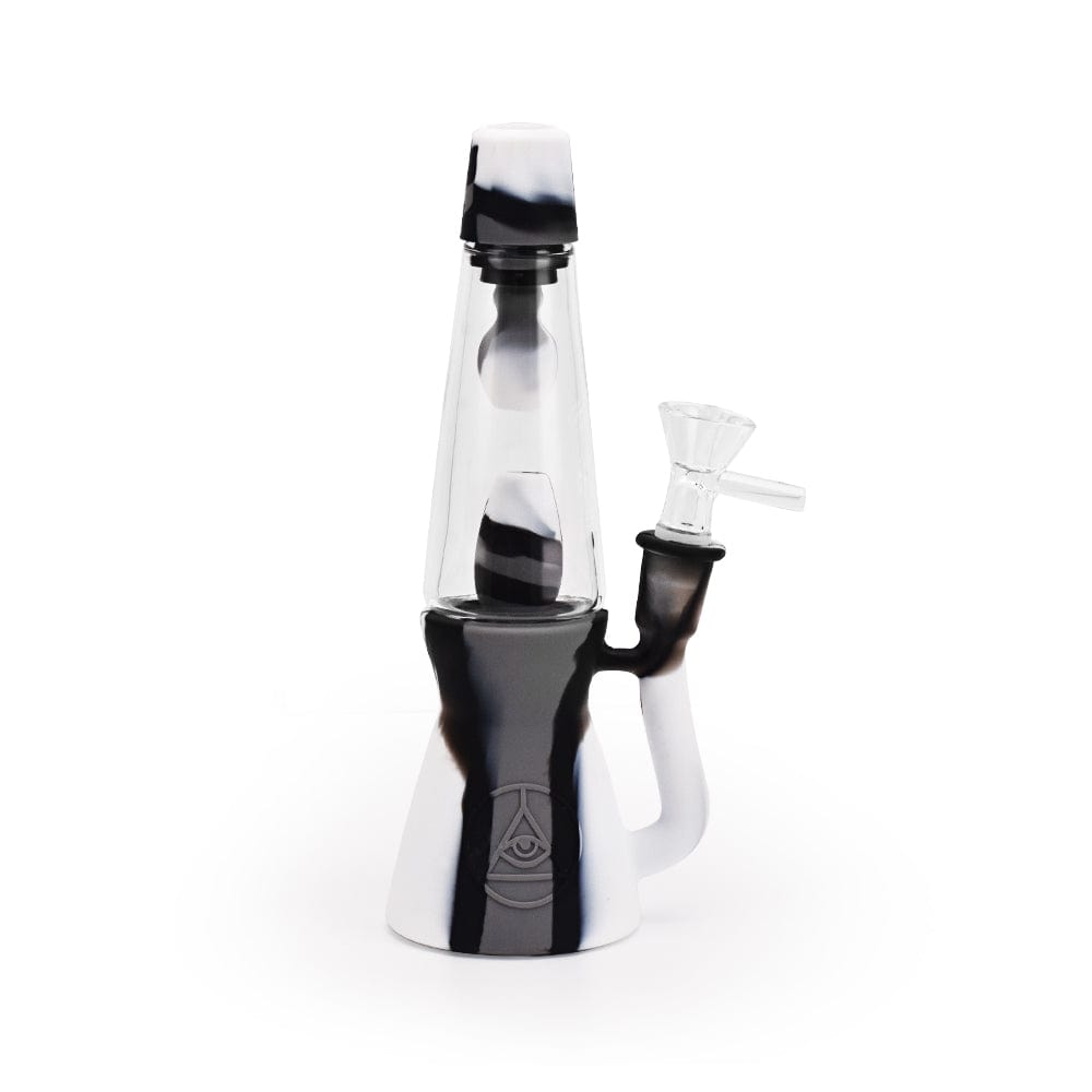 A three-quarter view of the 7.5'' Silicone Lava Lamp, showcasing its fluid, colorful form against a plain white background.