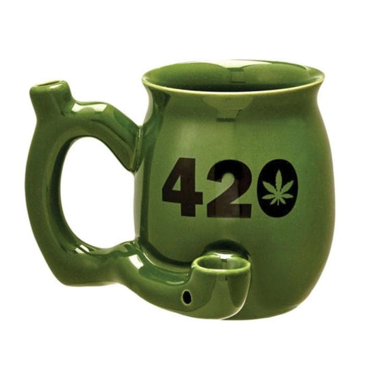 Roast & Toast Hand Pipe Green 420 Ceramic Pipe Mug | 10.5oz