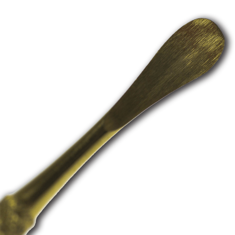 Close-up view of the Gold Honeybun Dabber, displaying its smooth, golden finish and slender form against a plain background.