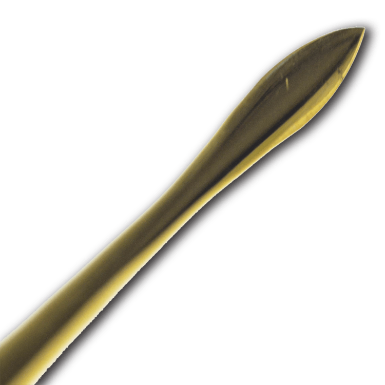 Close-up view of the Gold Honeybun Dabber, showing its sleek, golden metallic finish and angled tip.
