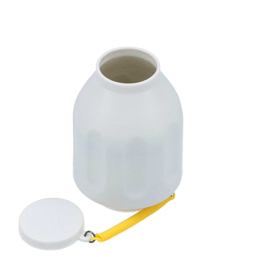 The Smoke Buddy Personal Air Filter is pictured from a slight angle, displaying its white plastic casing and attached yellow cord.