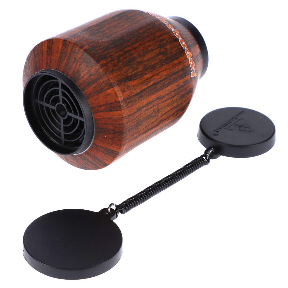 A slightly angled view of the Smoke Buddy Personal Air Filter, showing its cylindrical shape and black filter tip.